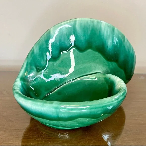 Vintage MCM TV Lamp - Planter, Green Drip Glaze, Shell Design Ambient Light Vibe - Picture 14 of 17